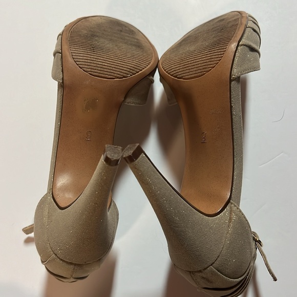 Kelly & Katie Beige Sparkle High Heels Peep Toe Dress Sandals size 9 - Picture 9 of 9
